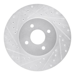 Ford Focus Brake Rotor (1) - Front Left - R1 Concepts - Drilled & Slotted - Silver - `02-`04